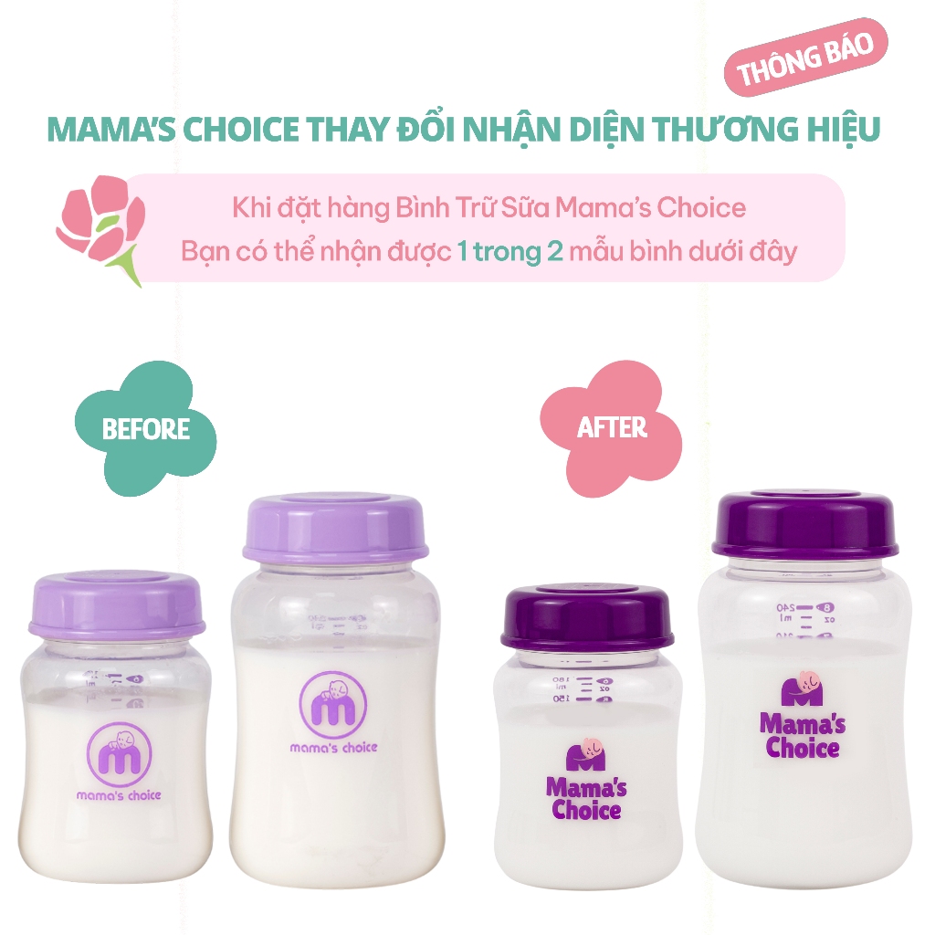 Ảnh Bình Trữ Sữa Cổ Rộng Mama's Choice, Tương Thích Máy Hút Sữa Spectra, Avent, Fatz, Rozabi, Cimilre Dung Tích 180ml-240ml 2