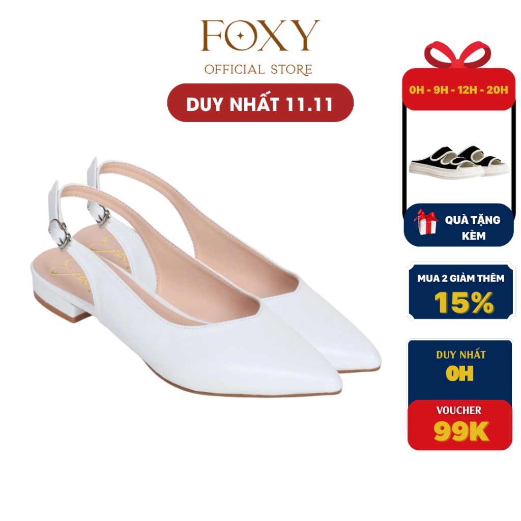 Giày cao gót FOXY mũi nhọn phối dây hở gót cao 2cm màu trắng - FOX112 |  Shopee Việt Nam