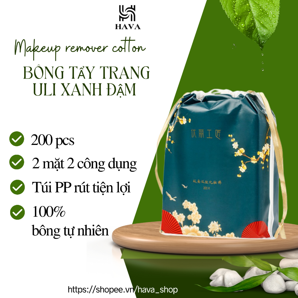 Bông tẩy trang ULI cotton 3 lớp túi dây rút 200 miếng cao cấp nội địa ...