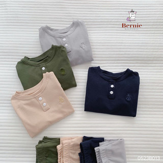 Bộ dài cotton thu đông thêu mỏ neo cho bé trai 8-24kg N010