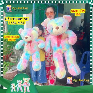 GẤU BÔNG TEDDY NƠ 7 SẮC MÀU VẢI LÔNG THÚ MỊN SIÊU DỄ THƯƠNG ÔM NGỦ - MUA CHỌN SIZE [NGỌC SUSI]