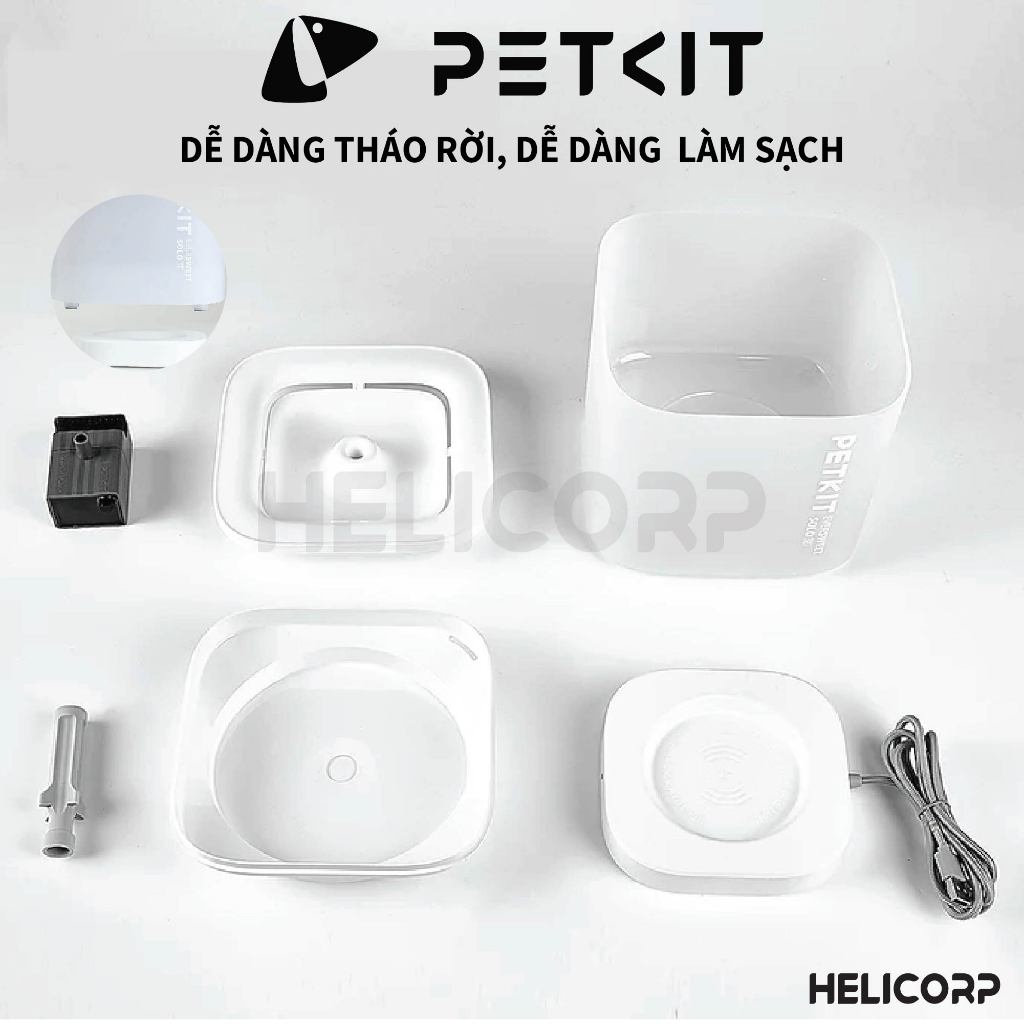 Máy Lọc Nước Cho Chó Mèo, Máy Uống Nước Bơm Không Dây Petkit EVERSWEET SOLO SE（WIRELESS PUMP) - HeLiCorp