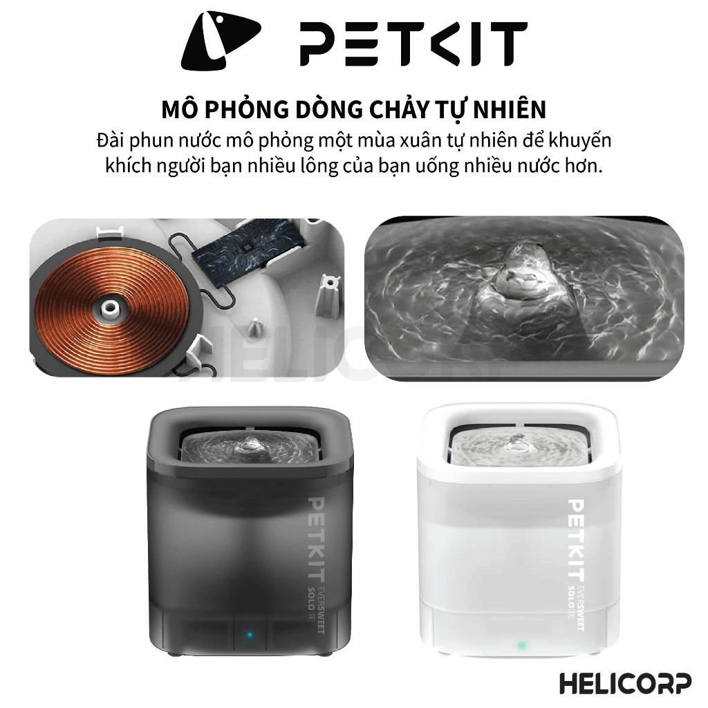 Máy Lọc Nước Cho Chó Mèo, Máy Uống Nước Bơm Không Dây Petkit EVERSWEET SOLO SE（WIRELESS PUMP) - HeLiCorp