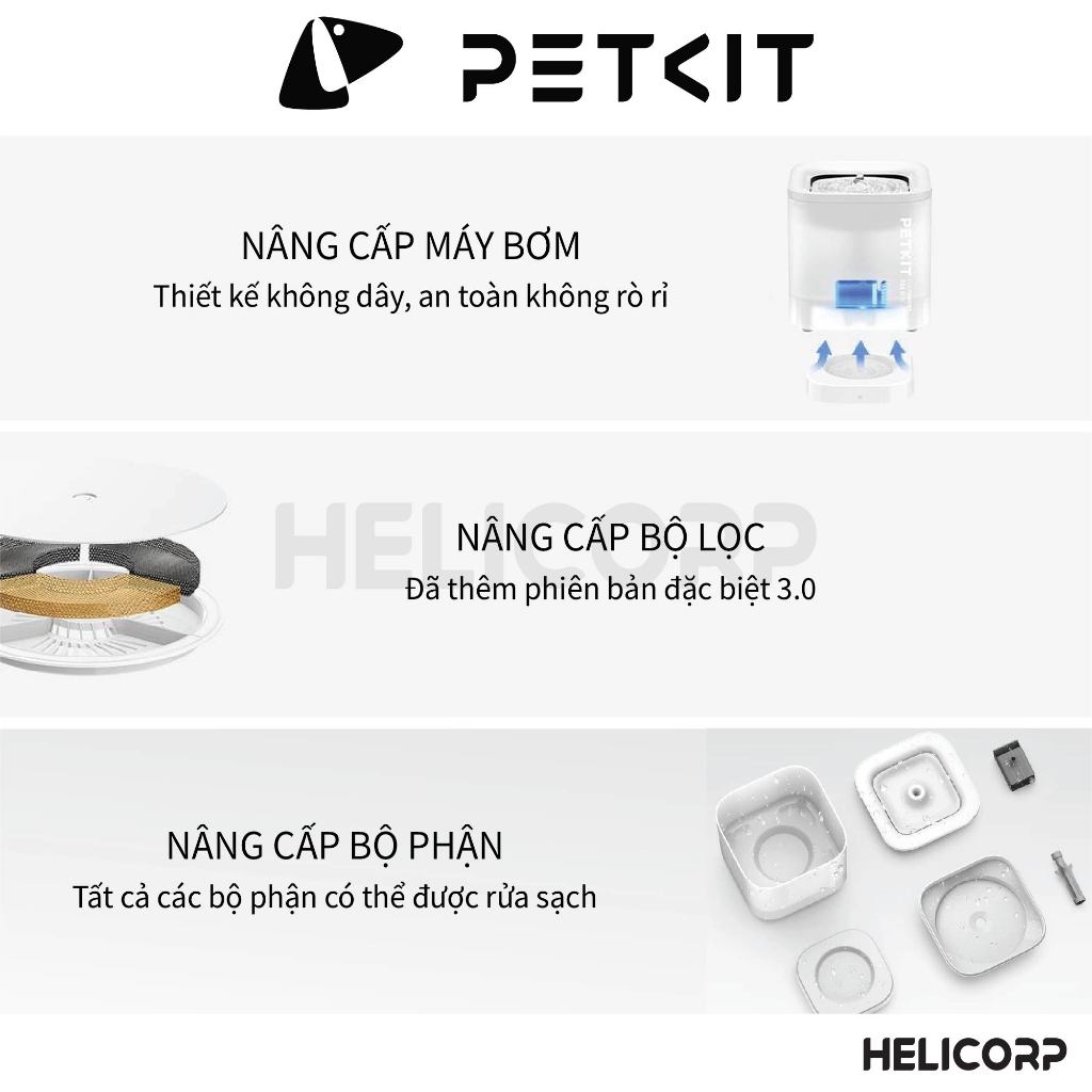 Máy Lọc Nước Cho Chó Mèo, Máy Uống Nước Bơm Không Dây Petkit EVERSWEET SOLO SE（WIRELESS PUMP) - HeLiCorp