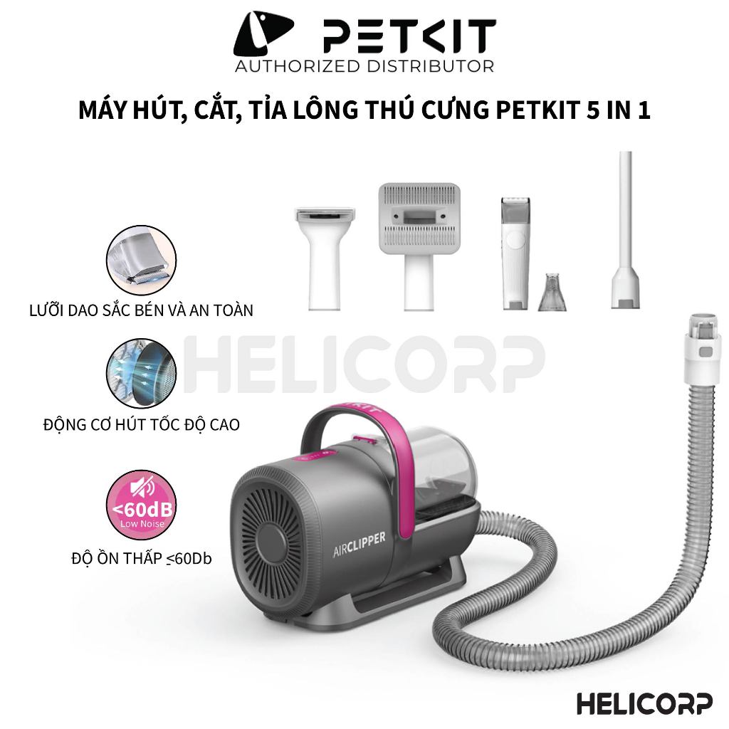 Máy Cắt, Tỉa, Cạo, Chải, Hút Lông Chó Mèo Petkit AirClipper 5 in 1 Pet ...
