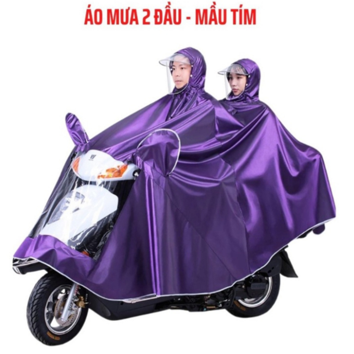 Áo mưa choàng 1 mũ 2 mũ cỡ lớn đi xe máy vải dù chống rách có kính chắn mưa siêu rộng ( didooglt )