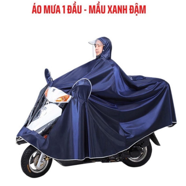 Áo mưa choàng 1 mũ 2 mũ cỡ lớn đi xe máy vải dù chống rách có kính chắn mưa siêu rộng ( didooglt )