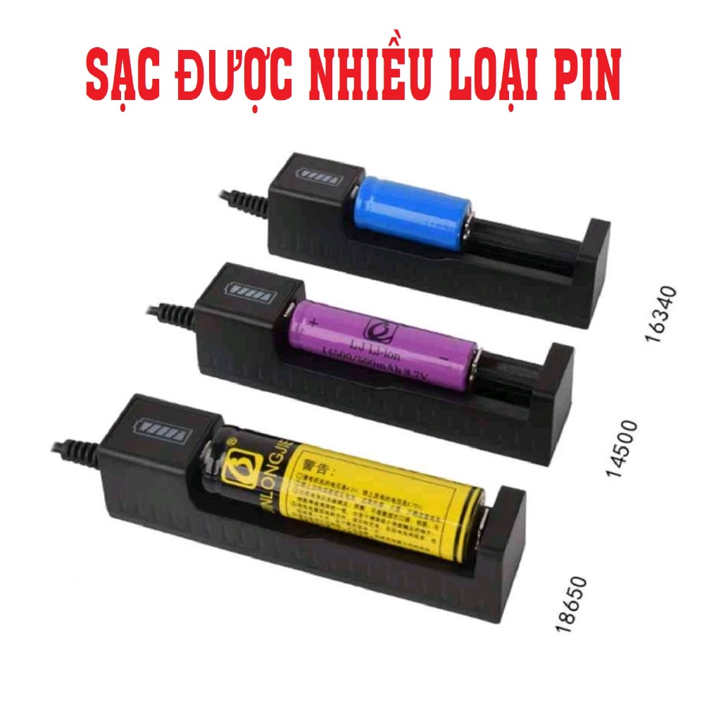 Máy sạc pin đa năng cell pin 18650 14500 16340 USB, Có đèn báo phần ...