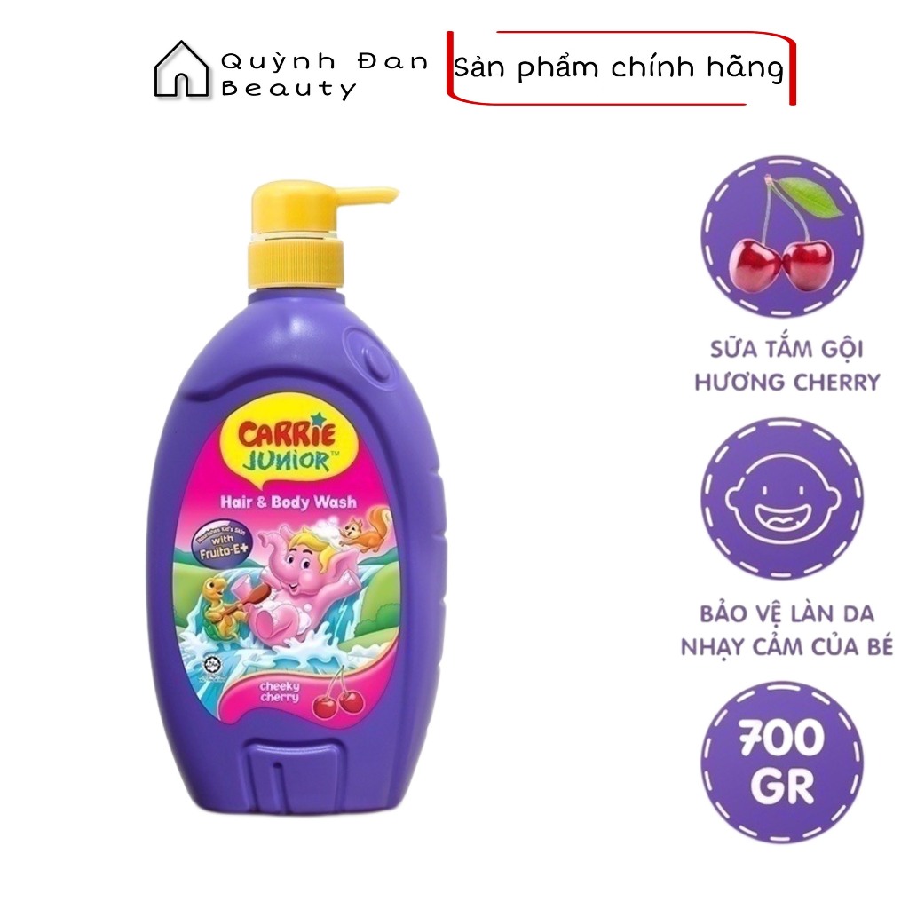 Sữa Tắm Gội cho bé Carrie Junior hương Cherry 700g