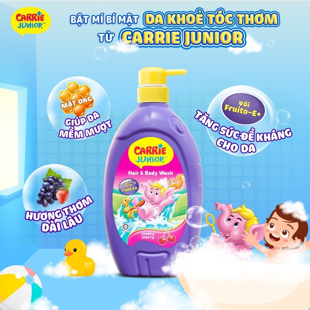 Sữa Tắm Gội cho bé Carrie Junior hương Cherry 700g