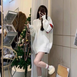 Áo len nữ cổ tròn tay dài form rộng kẻ sọc ba màu basic cùng màu hottrend thời trang thu đông hàn quốc DELIZ AL54