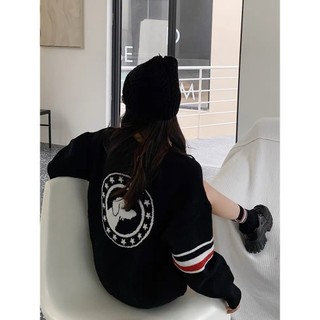 Áo len nữ cổ tròn tay dài form rộng kẻ sọc ba màu basic cùng màu hottrend thời trang thu đông hàn quốc DELIZ AL54
