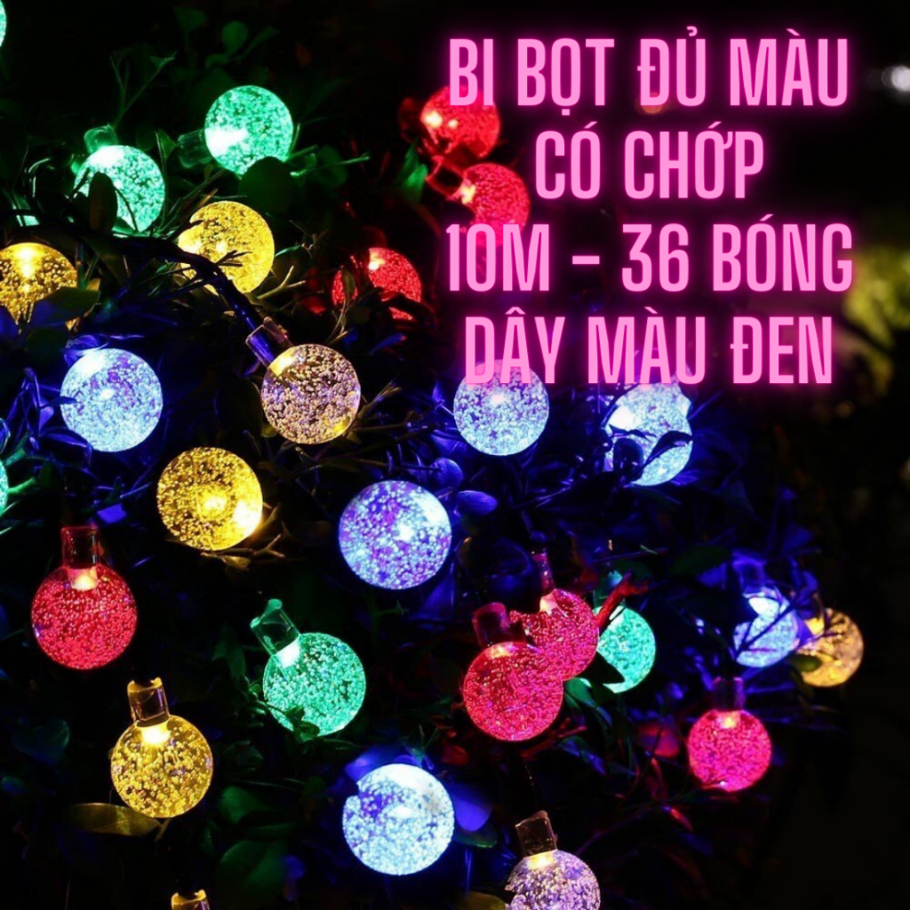 Dây đèn LED BI BỌT Trang trí 9m - 28 bóng Đủ màu RGB và màu Vàng