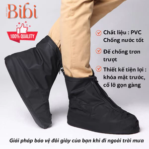 Bao giày đi mưa cổ lỡ PVC dày dặn có khóa, chống nước, chống trơn trượt. Ủng bọc giày đi mưa