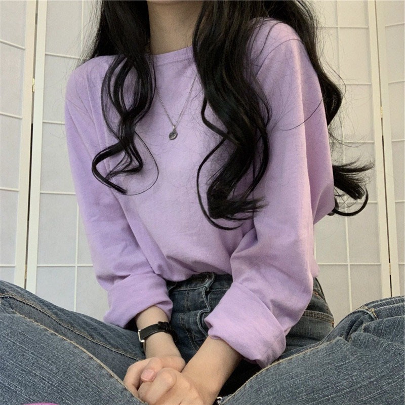 Áo thun Nữ TAY DÀI cổ tròn JULYfashion2023, Áo phông Nữ dài tay chất Xược phom rộng 40kg-70kg