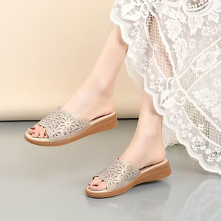 dép đế bằng chống trượt thích hợp cho các bà mẹ trung niên，Dép chống trượt cho bà mẹ trung niên