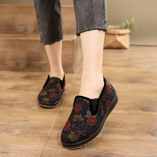 Giày nữ mùa đông đệm bông cho người trung niên và người già có nhung giữ ấm