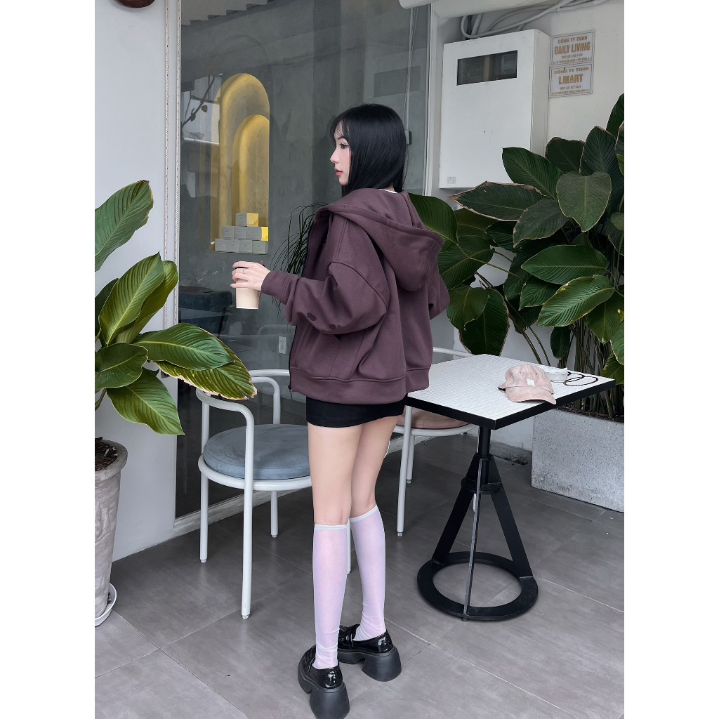 [Xả Hàng] Áo Boxy Zip Hoodie Local Brand NEVASOME Basic Cotton Lót Lông Cừu 360gsm Form Boxy Kéo Khóa Nam Nữ