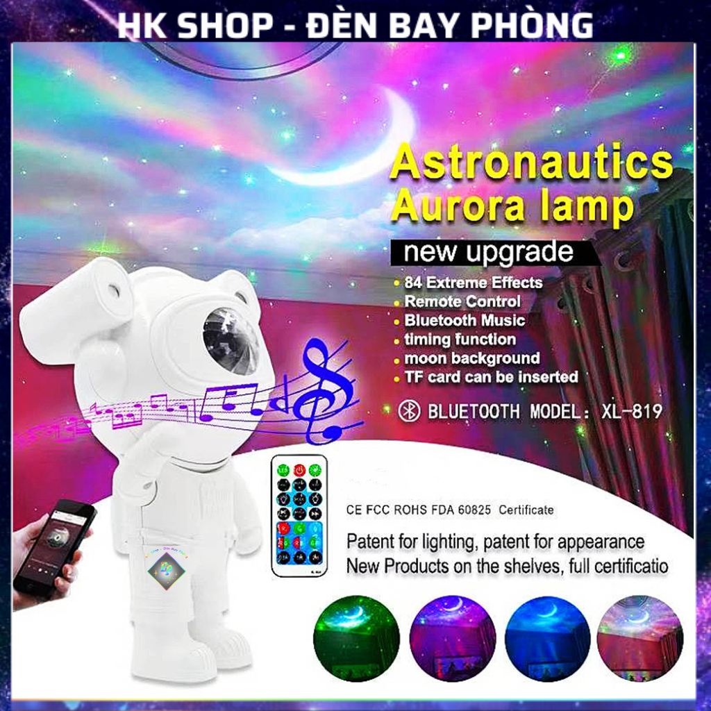 Đèn Phi Hành Gia Có Loa Bluetooth Chiếu Sao Mây Trăng Đèn Ngủ Phi Hành Gia Để Bàn Đèn Led Trang Trí