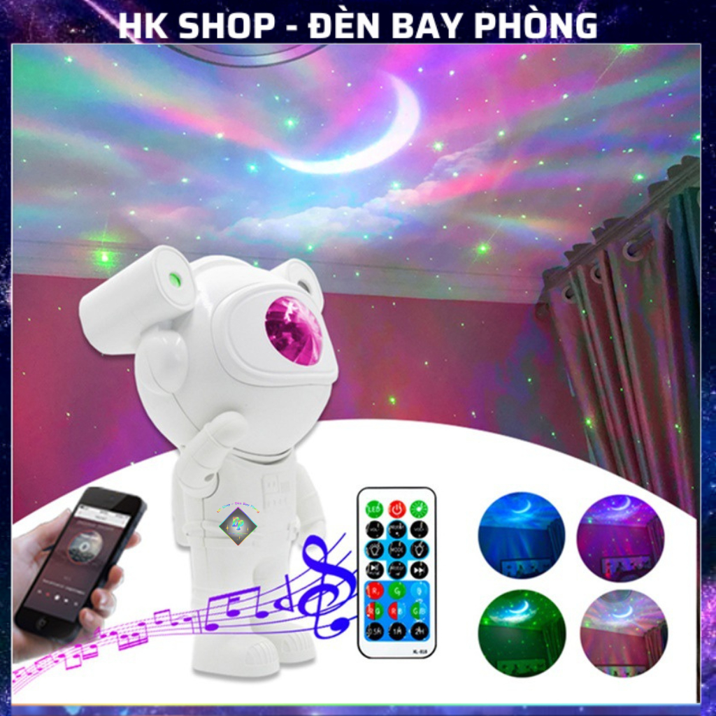Đèn Phi Hành Gia Có Loa Bluetooth Chiếu Sao Mây Trăng Đèn Ngủ Phi Hành Gia Để Bàn Đèn Led Trang Trí