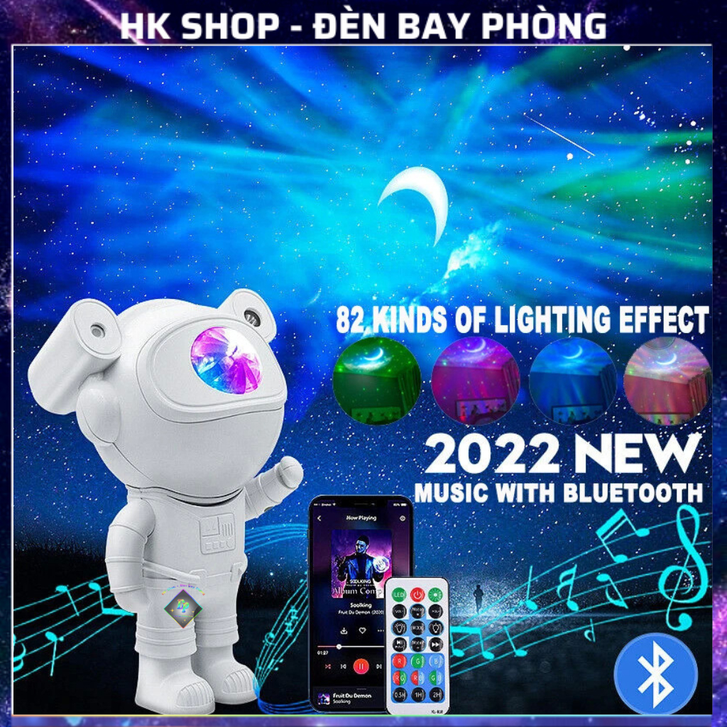 Đèn Phi Hành Gia Có Loa Bluetooth Chiếu Sao Mây Trăng Đèn Ngủ Phi Hành Gia Để Bàn Đèn Led Trang Trí