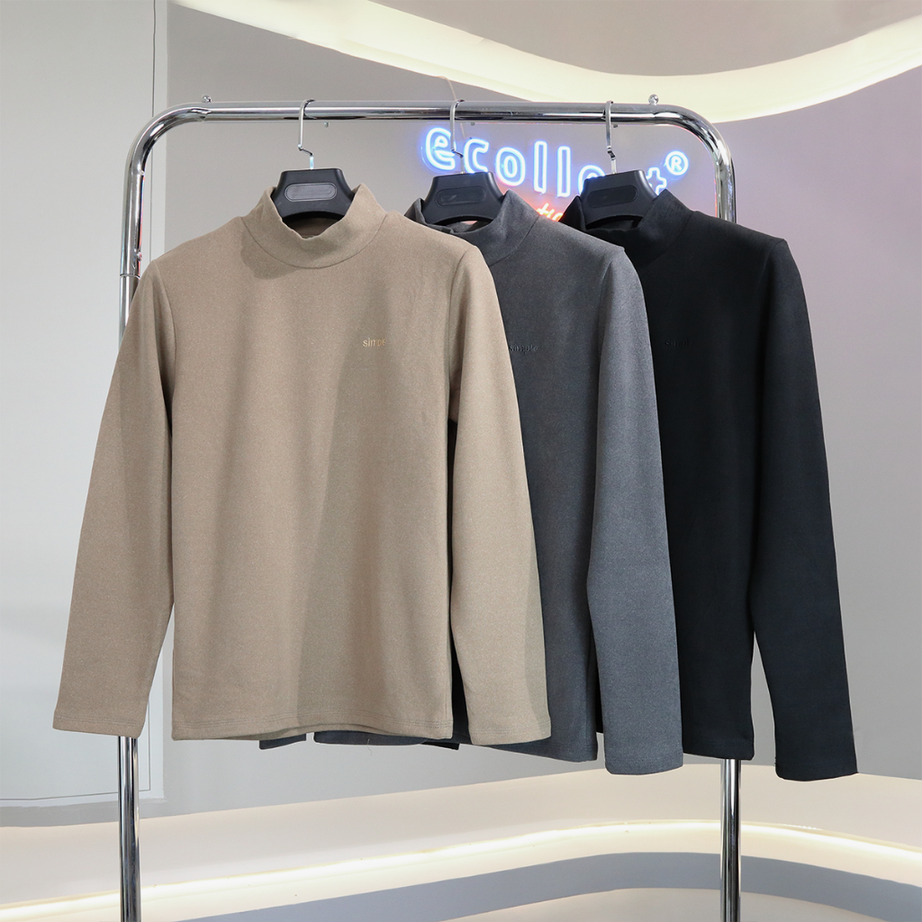 Áo thun nhiệt nam Ecollect #GN02 ấm mùa đông bề mặt vải mềm mịn có ép lớp nhung bên trong thêu chữ chìm sang trọng