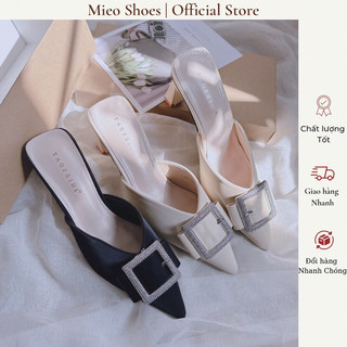 Giày Sục Nữ Cao Gót Xịn QC BOX / Dép Sục Mũi Nhọn / Dép Sục Gót Vuông Mieo Shoes D2455 D2456 D2457