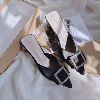 Giày Sục Nữ Cao Gót Xịn QC BOX / Dép Sục Mũi Nhọn / Dép Sục Gót Vuông Mieo Shoes D2455 D2456 D2457