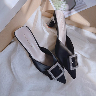 Giày Sục Nữ Cao Gót Xịn QC BOX / Dép Sục Mũi Nhọn / Dép Sục Gót Vuông Mieo Shoes D2455 D2456 D2457
