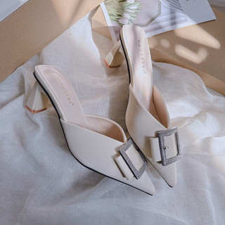 Giày Sục Nữ Cao Gót Xịn QC BOX / Dép Sục Mũi Nhọn / Dép Sục Gót Vuông Mieo Shoes D2455 D2456 D2457
