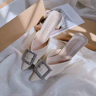 Giày Sục Nữ Cao Gót Xịn QC BOX / Dép Sục Mũi Nhọn / Dép Sục Gót Vuông Mieo Shoes D2455 D2456 D2457