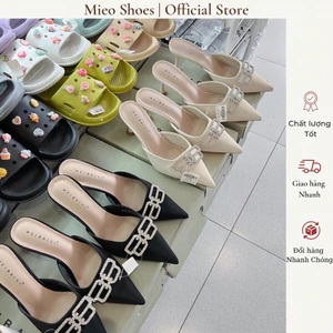 Dép Sục Mũi Nhọn QC Fullbox Cao Cấp / Dép Sục Gót Nhọn / Sục Cao Gót Mieo Shoes D2453 D2454 D2451 D2452