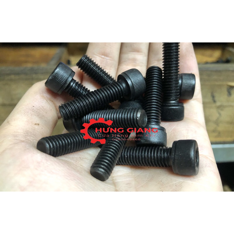 10 Bulong, Ốc Lục Giác Chìm M8 Ren Mịn Ôc Đen