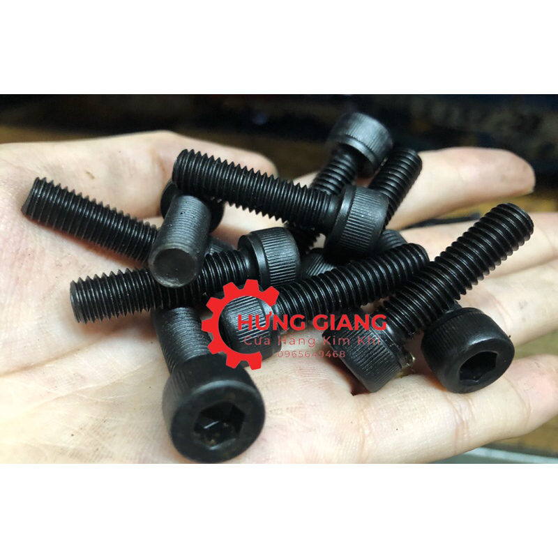 10 Bulong, Ốc Lục Giác Chìm M8 Ren Mịn Ôc Đen