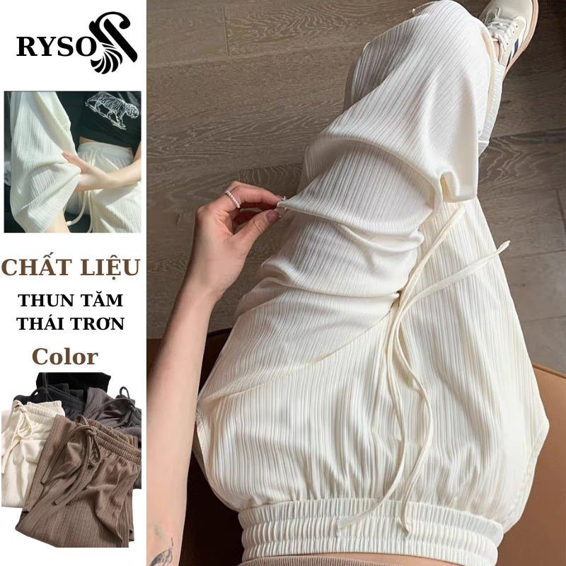 Quần ống Rộng RYSO FASHION Dáng Suông Nữ Vải Tăm Thái Trơn Loại Đẹp Co Giãn Mềm Mịn Tôn Dáng spe