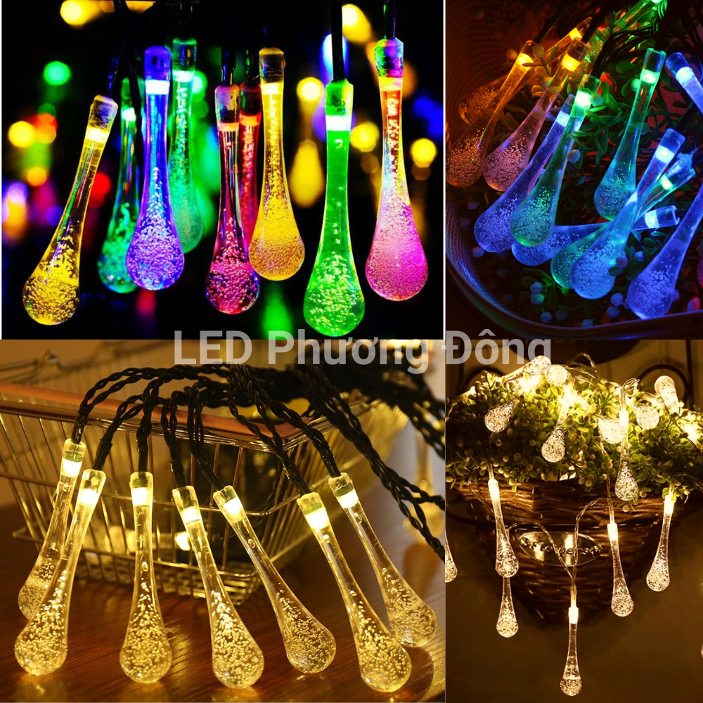 Dây Đèn LED chớp kiểu giọt nước Đủ màu và màu vàng 9m - 28 bóng
