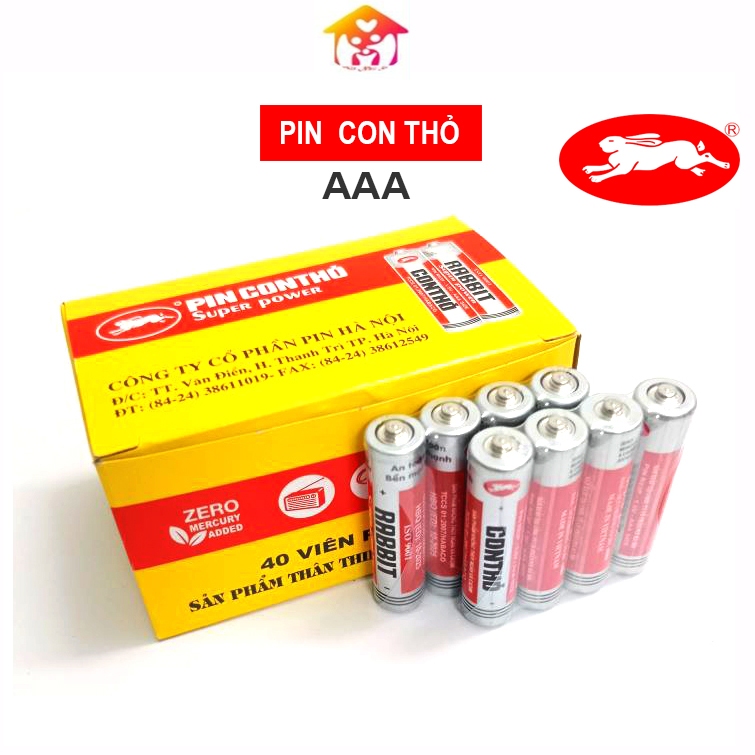 Pin đũa AAA Con Thỏ Chính Hãng Pin điều khiển Chất Lượng Cao Hộp 40 ...
