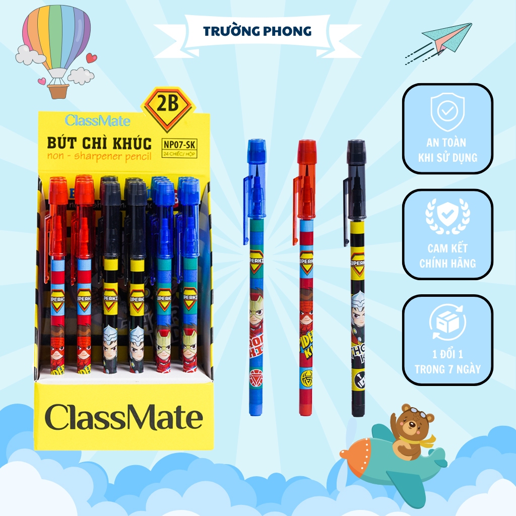 Hộp 24 Bút Chì Khúc 2B Có Tẩy CLASSMATE Hình Siêu Nhân Dễ Thương, Nét ...