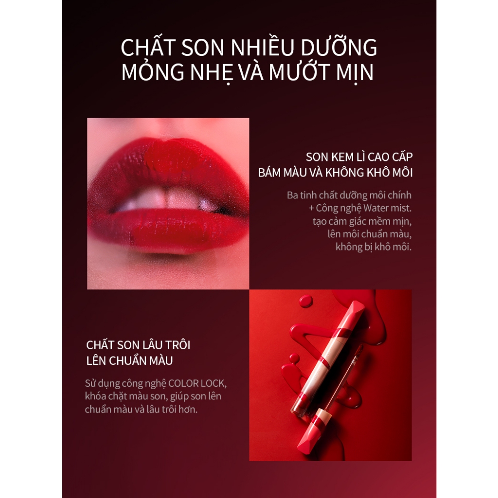 Son kem lì HEXZE, mềm mịn như nhung, lâu trôi, dưỡng ẩm môi