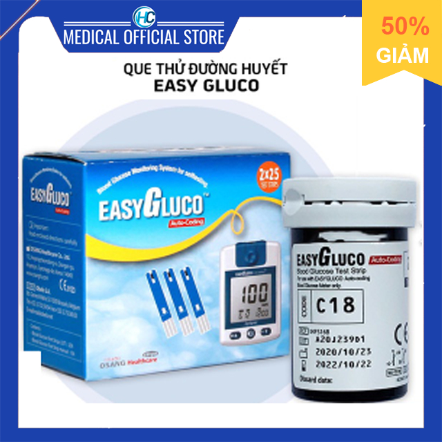 Hộp 50 que thử đường huyết Easy Gluco Hàn Quốc (Date xa) | Shopee Việt Nam