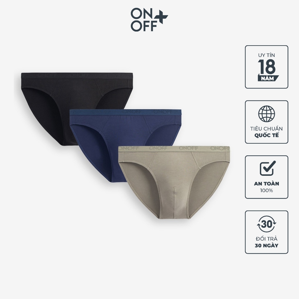 Combo 3 quần lót Nam ONOFF Viscose cool mềm mát, trơn mịn – 18UQ23A006