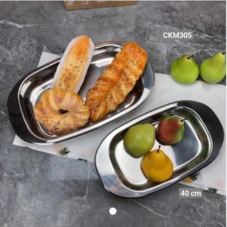 Khay inox 40cm/33.5cm Oyatton [305] inox 18/10 sáng bóng dày dặn