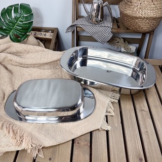 Khay inox 40cm/33.5cm Oyatton [305] inox 18/10 sáng bóng dày dặn