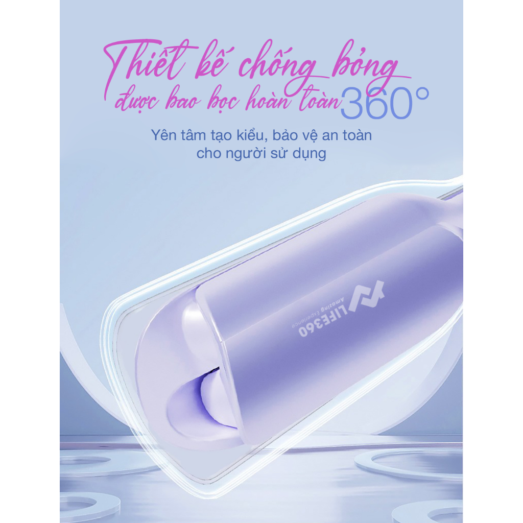 Ảnh Máy Uốn Tóc Ion Âm Kiểu Pháp Life360 LF-MUP23, Máy Uốn Tóc Hippie, Uốn Xoăn Gợn Sóng 32mm, BH 1 Năm 3