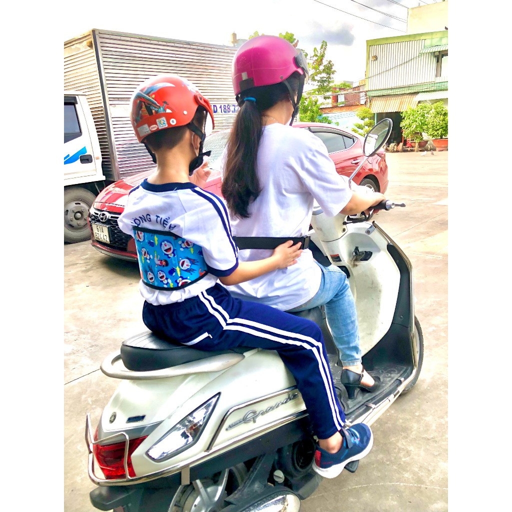 [ ĐAI LỚN ] Đai Lớn đi xe máy an toàn cho bé (từ 1 đến 15 tuổi),thoáng khí, chắc chắn