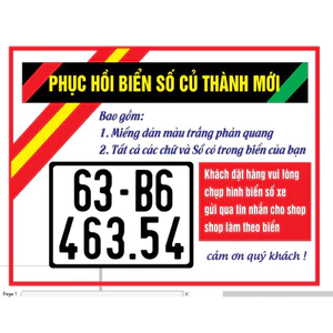 phục hồi biển số xe củ thành mới kèm miếng dán phản quang