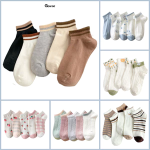 Set 5 đôi tất vớ nữ cổ ngắn GOMTAT mẫu tổng hợp, chất liệu mềm mại êm chân, mềm mỏng thoáng mát