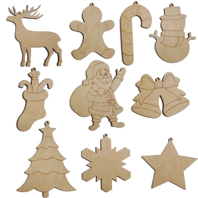 Trang trí Noel bằng gỗ, Set tô màu, decor sáng tạo trang trí Noel, mảnh gỗ tô màu cho bé