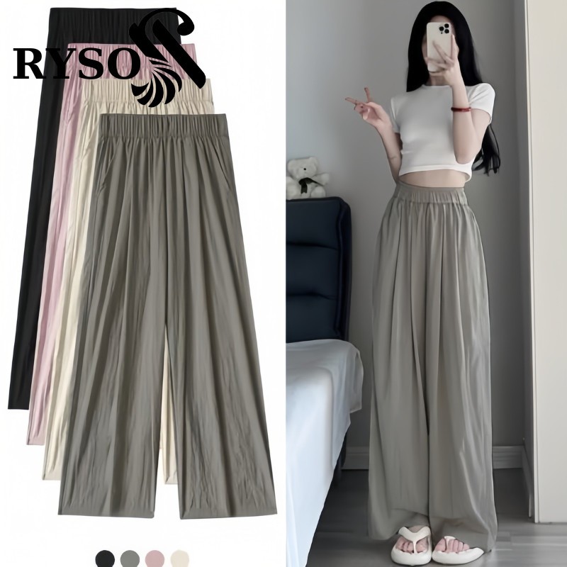 Quần Ống Rộng Nữ Cạp Chun RYSO FASHION Vải Gió Ống Suông Cao Cấp Lên Dáng Siêu Xinh