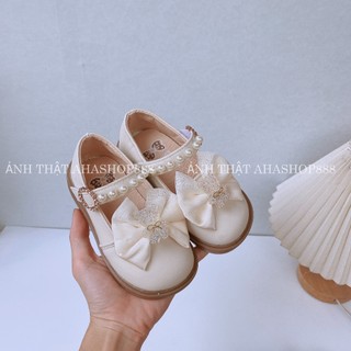 TĂNG 1 SZ Giày Búp Bê Quai Đính Ngọc Khóa Đá Khóa Gấu Lấp Lánh Cho Bé Gái 0-4 Tuổi K176